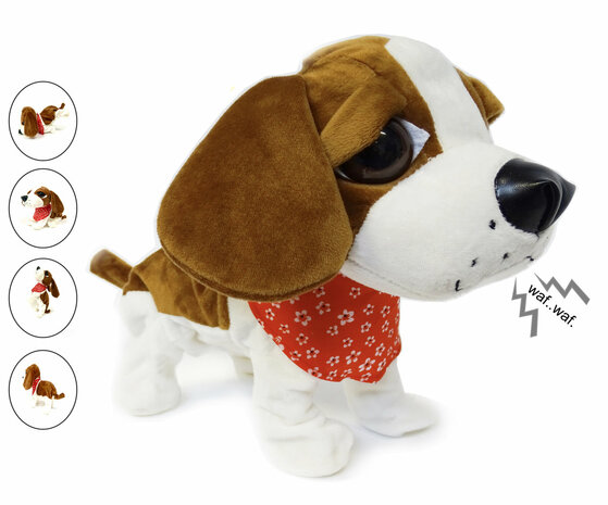 Cute barking dog - With 7 different tricks on sound / touch - Voice Control Pets - 29CM