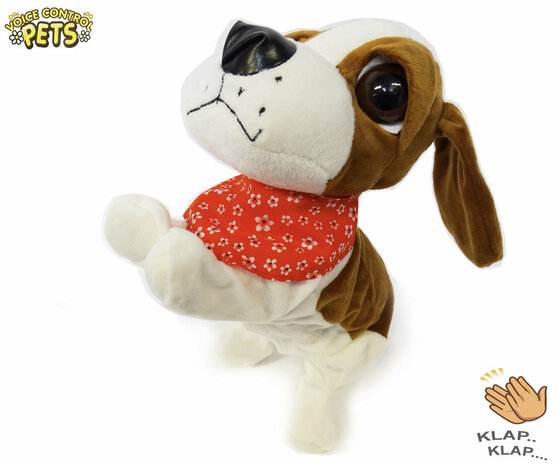 Cute barking dog - With 7 different tricks on sound / touch - Voice Control Pets - 29CM