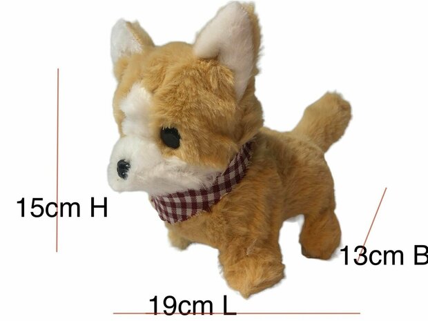 Cute Little Puppy cute toy Labrador dog barks and walks 19CM Cute little puppy can cute bark at you with his sweet face and also walk. Playing with your cute little dog is super fun. Take care of him like a real puppy and he w