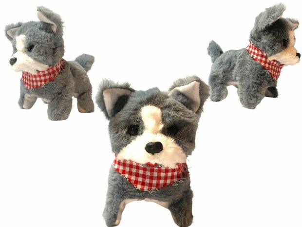 Mignon petit chiot shady speelgoed hondje blaft en loopt 19CM