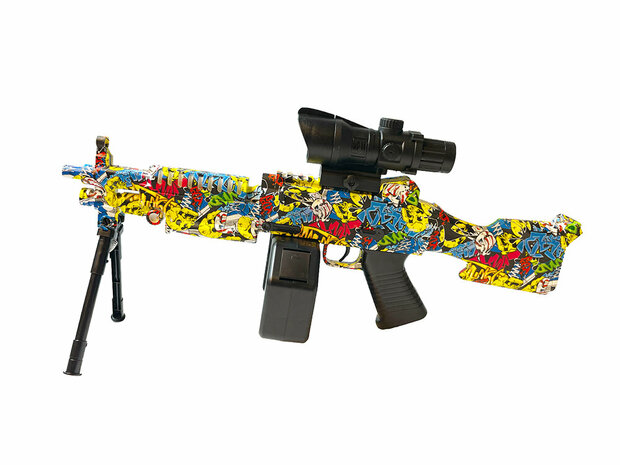 Gel Blaster - Elektrische Orbeez Gun Graffiti - komplettes Set inkl. Gelkugeln - wiederaufladbar - 80CM
