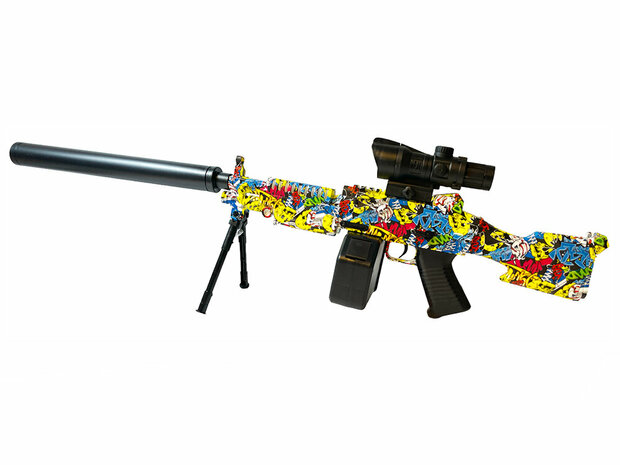 Gel Blaster - Elektrische Orbeez Gun Graffiti - komplettes Set inkl. Gelkugeln - wiederaufladbar - 80CM