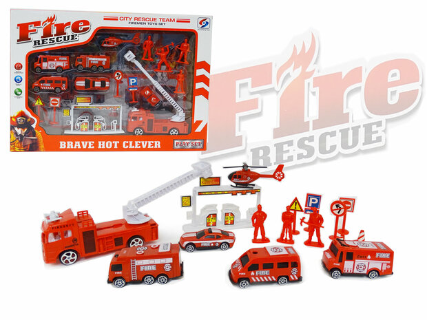 Brandweer speelfiguren set - Fire Rescue - speelgoed Brandweer set 