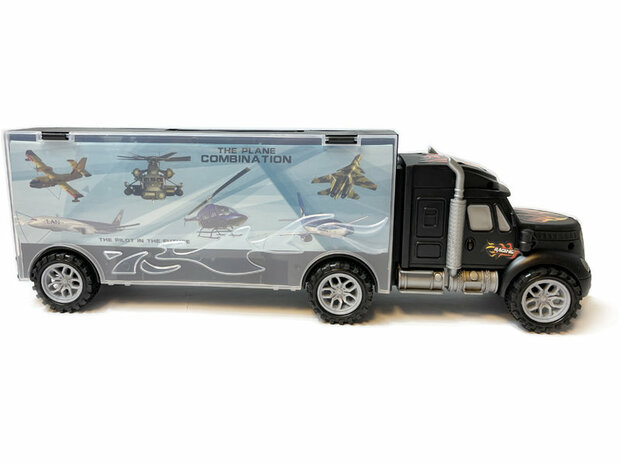 Feuerwehr-Transporter - Spielzeug-Mini-Feuerwehrautos - 6-teiliges Set Koffer - Anh&auml;nger f&uuml;r 12 Feuerwehrautos - 39 cm