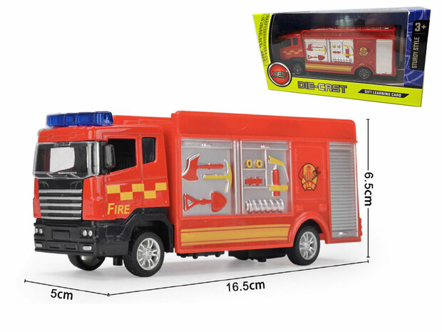 Fire truck TS- Toy fire engine Tanker sprayer - pull-back drive - 16.5 CM