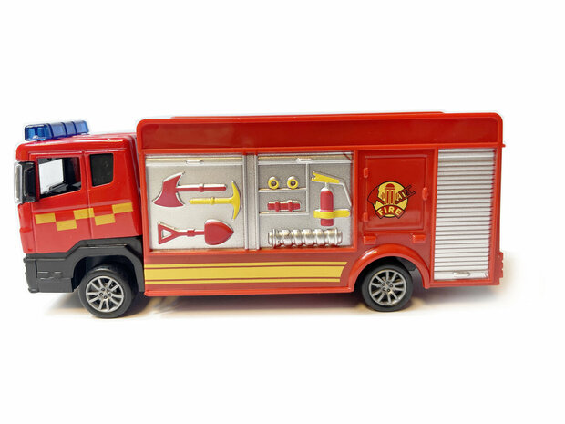 Camion de pompier TS- Jouet camion de pompier Pulv&eacute;risateur citerne - traction arri&egrave;re - 16,5 CM