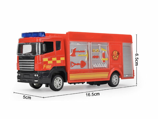 Fire truck TS- Toy fire engine Tanker sprayer - pull-back drive - 16.5 CM