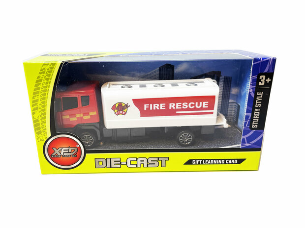 Fire truck TS- Toy fire engine Tanker sprayer - pull-back drive - 16.5 CM Die-Cast metal Alloy fire truck is made of high quality. This fire truck is fun to play with and can drive forward automatically thanks to the pull-back