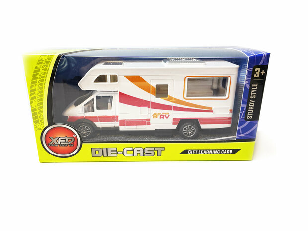 Caravan speelgoed voertuig - Vakantie camper - Die Cast -  pull-back drive - Super RV - 17CM