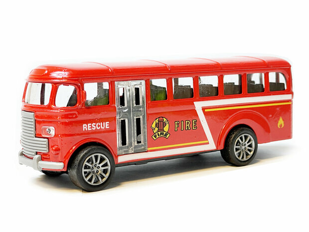 Bus de pompiers - Camion de pompier jouet fourgon - traction arri&egrave;re - 13,5 cm