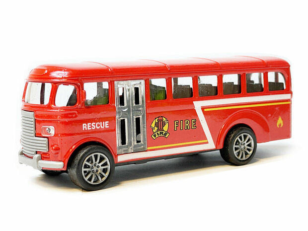 Brandweer bus - Speelgoed busje brandweerwagen - pull-back drive - 13.5CM