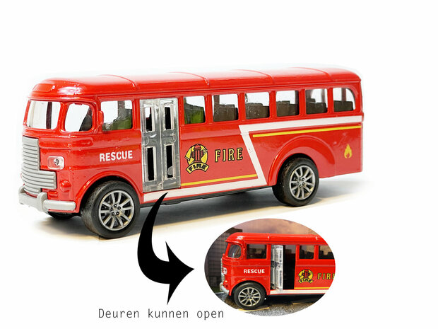 Fire brigade bus - Toy van fire truck - pull-back drive - 13.5CM