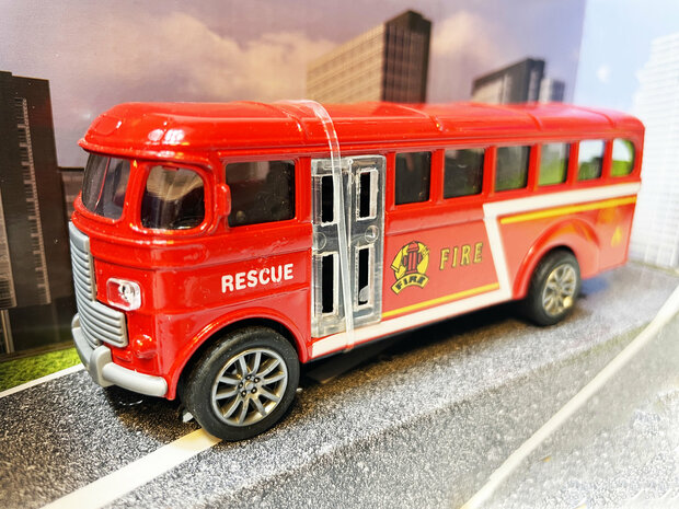 Brandweer bus - Speelgoed busje brandweerwagen - pull-back drive - 13.5CM