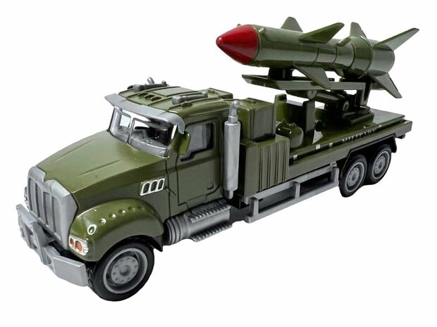 Diecast Metal Realistische Luchtverdediging Raket Truck Speelgoed. is van hoge kwaliteit gemaakt. - pull-back drive - 16.5 CM