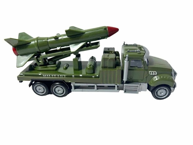 Diecast Metal Realistische Luchtverdediging Raket Truck Speelgoed. is van hoge kwaliteit gemaakt. - pull-back drive - 16.5 CM