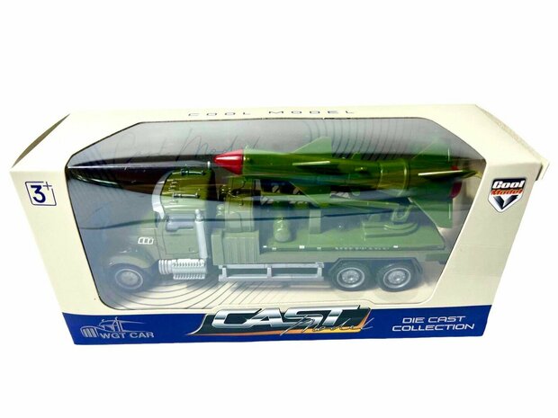 Diecast Metal Realistische Luchtverdediging Raket Truck Speelgoed. is van hoge kwaliteit gemaakt. - pull-back drive - 16.5 CM