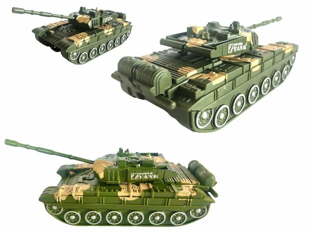 Leger Tank, Die-Cast metal Alloy Pantserwagen Tank is van hoge kwaliteit gemaakt. - pull-back drive - 16.5 CM