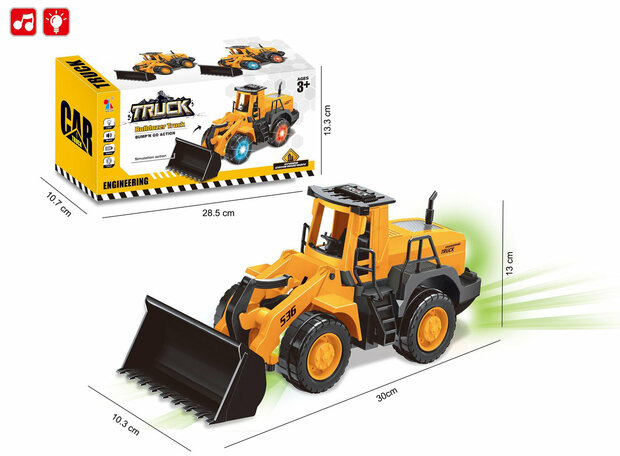 Pelle Bulldozer jouet avec lumi&egrave;re et son - Truck Engineering 30CM