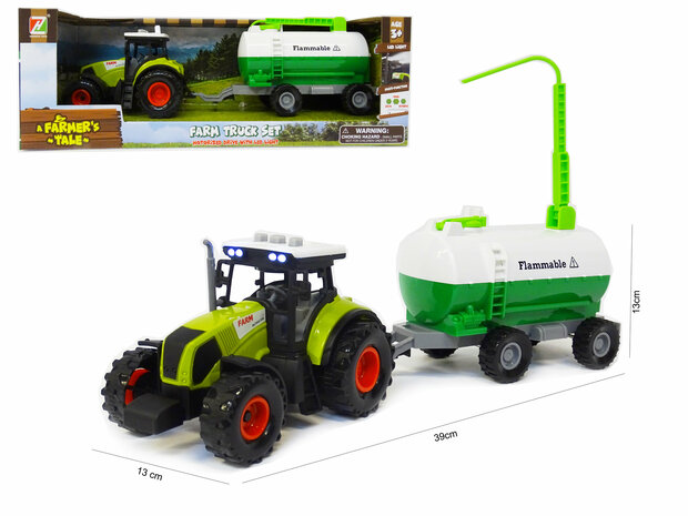 Tracteur agricole avec citerne &agrave; lisier - avec son et lumi&egrave;res 38CM
