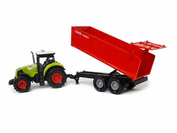 Agricultural tractor with tipping trailer - with sound and lights - 38CM