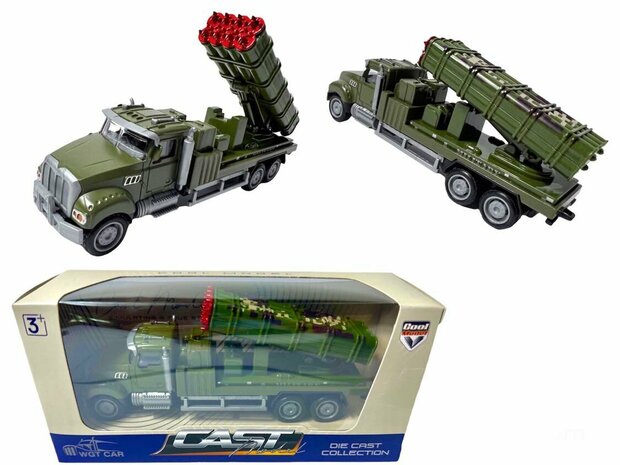 Diecast Metal Realistische Luchtverdediging Raket Truck Speelgoed. is van hoge kwaliteit gemaakt. - pull-back drive - 16.5 CM