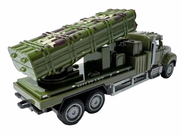 Diecast Metal Realistische Luchtverdediging Raket Truck Speelgoed. is van hoge kwaliteit gemaakt. - pull-back drive - 16.5 CM