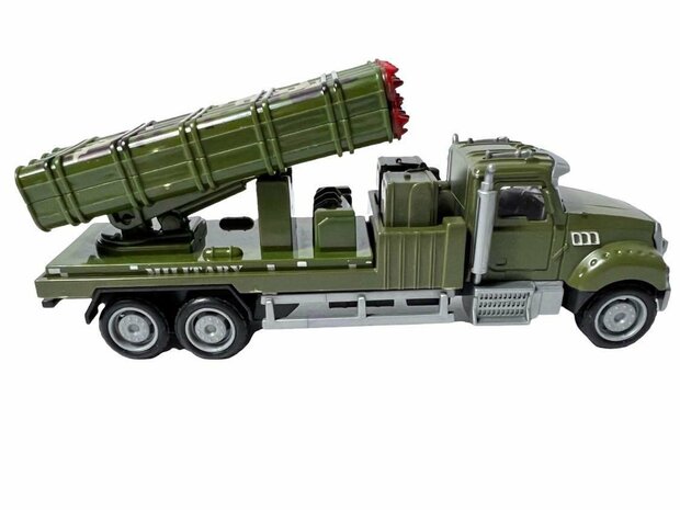 Diecast Metal Realistische Luchtverdediging Raket Truck Speelgoed. is van hoge kwaliteit gemaakt. - pull-back drive - 16.5 CM