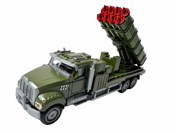 Diecast Metal Realistische Luchtverdediging Raket Truck Speelgoed. is van hoge kwaliteit gemaakt. - pull-back drive - 16.5 CM