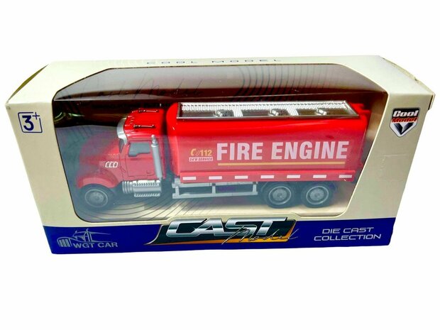 Fire truck Cool-Model Toy fire engine Tanker sprayer - pull-back drive - 16.5 CM