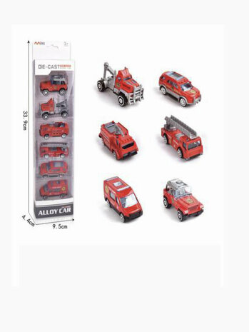 Mini fire trucks set 6 pieces - model cars Die Cast - mini alloy fire truck vehicles mix set