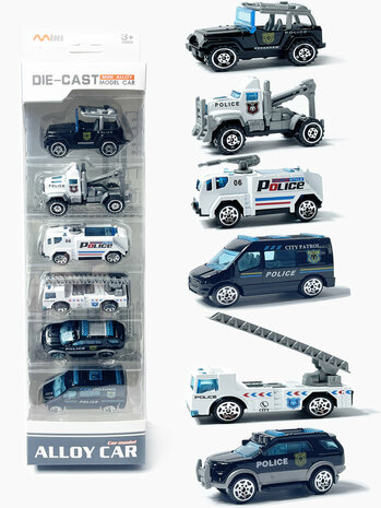 Mini politiewagens set 6 stuks - model auto&#039;s Die Cast - mini alloy Police Force voertuigen mix set