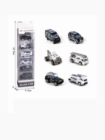 Mini police cars set 6 pieces - model cars Die Cast - mini alloy Police Force vehicles mix set