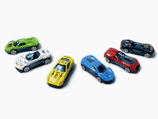 Ensemble de mini voitures de sport 6 pi&egrave;ces - voitures miniatures moul&eacute;es sous pression - mini ensemble de m&eacute;lange de v&eacute;hicules Fast Cars en alliage