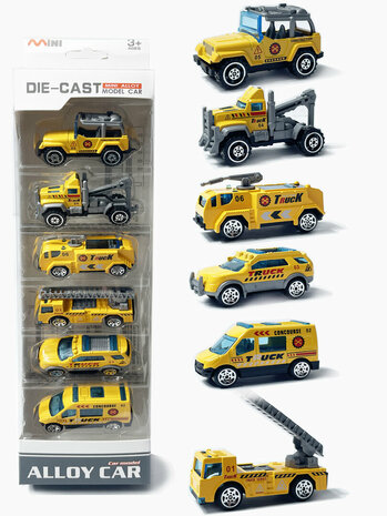 Mini work vehicles set 6 pieces - model cars Die Cast - mini alloy vehicles mix set