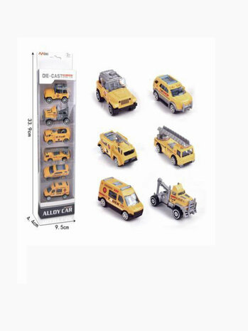 Mini-Arbeitsfahrzeuge-Set 6-teilig &ndash; Modellautos aus Druckguss &ndash; Mini-Legierungsfahrzeuge-Mix-Set