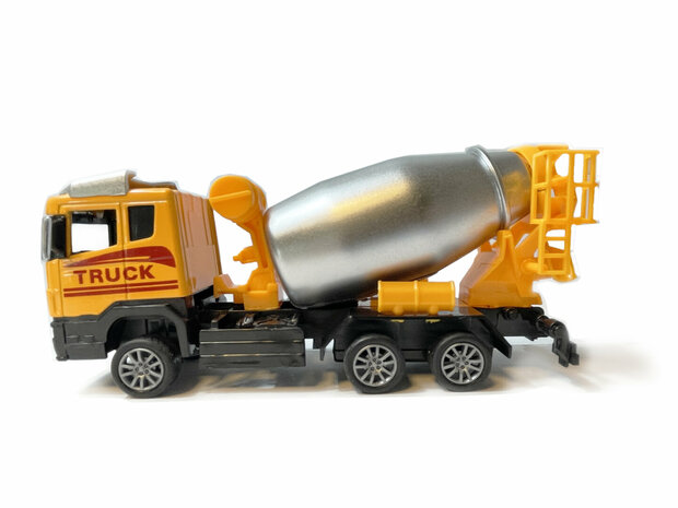 Mixer vrachtwagen + politieauto speelgoed set - Die Cast voertuigen Gift pack 2in1 - pull-back drive 