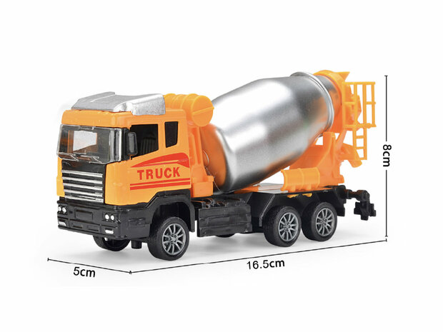 Mixer truck toy vehicle - Die Cast metal Alloy - pull-back drive - 16.5CM