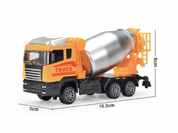 Mixer vrachtwagen speelgoed voertuig - Die Cast metal Alloy - pull-back drive - 16.5CM