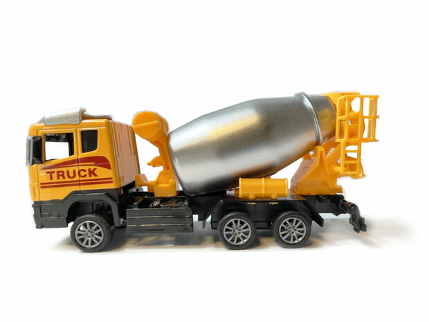 V&eacute;hicule jouet camion malaxeur - alliage de m&eacute;tal moul&eacute; sous pression - entra&icirc;nement &agrave; recul - 16,5 cm