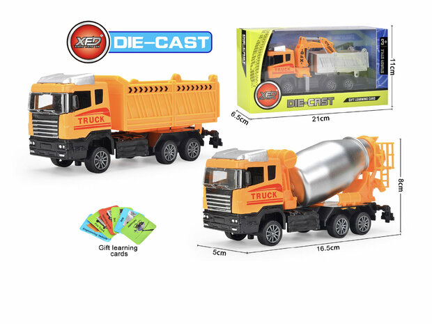Mixer truck toy vehicle - Die Cast metal Alloy - pull-back drive - 16.5CM