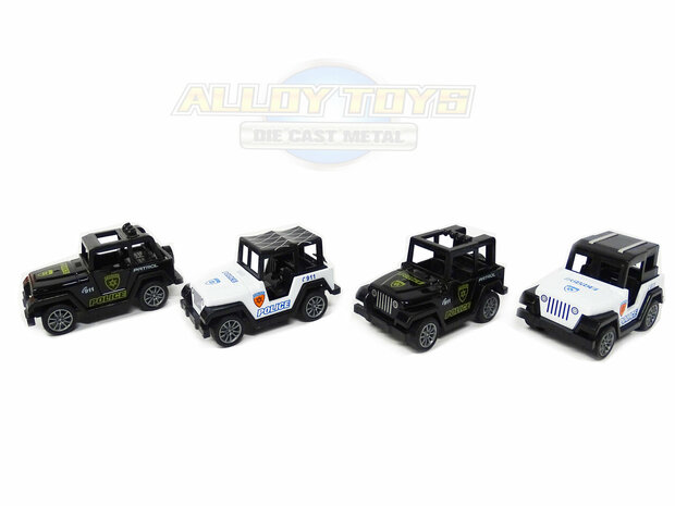 Model auto&#039;s 4 stuks in pak- Die Cast Metal Cars - Metaal mini auto&#039;s - Alloy Toys - speelgoed politie mini  jeeps