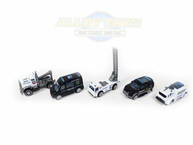 Model cars 5 pieces - Die Cast Metal Cars - Metal mini cars - Alloy Toys - toy mini police vehicles