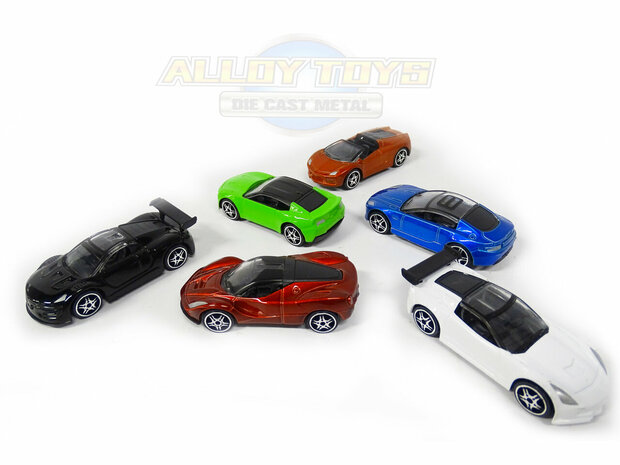 Model auto&#039;s 6 stuks - Die Cast Metal Cars - Metaal mini auto&#039;s - Alloy Toys - speelgoed sport auto