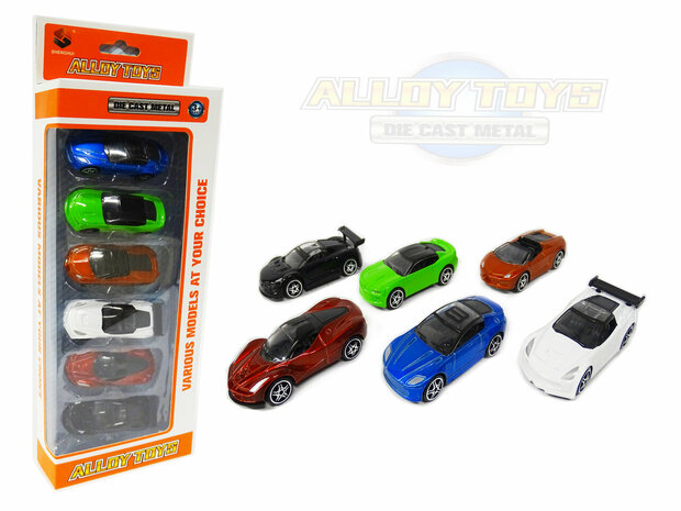 Model auto&#039;s 6 stuks - Die Cast Metal Cars - Metaal mini auto&#039;s - Alloy Toys - speelgoed sport auto