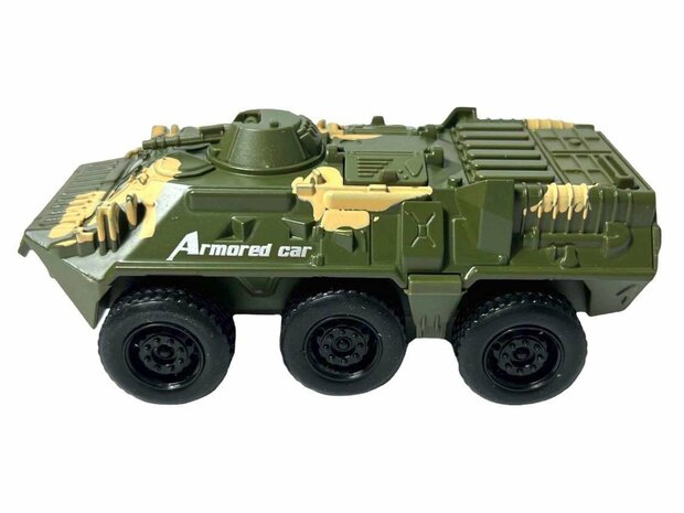 Army Armored Car Tank, Die-Cast metal Alloy Armored Car is made in high quality. - pull back drive - 16.5 CM