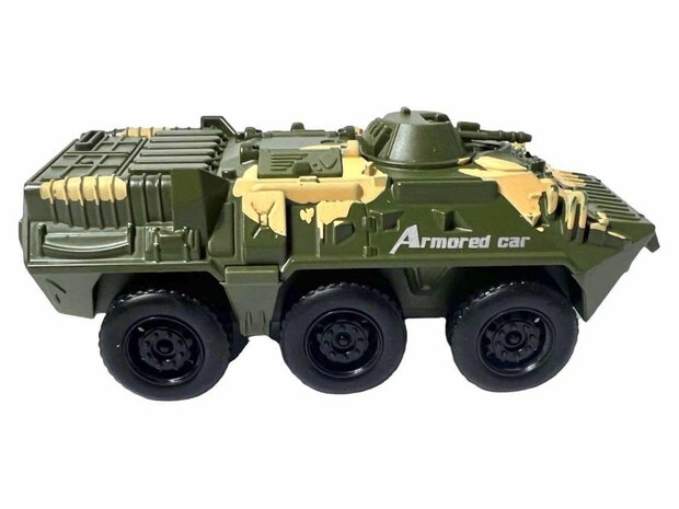 Army Armored Car Tank, Die-Cast metal Alloy Armored Car is made in high quality. - pull back drive - 16.5 CM