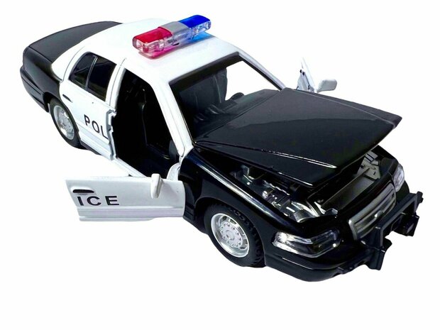 Voiture de police moul&eacute;e sous pression - Voiture de police jouet - traction arri&egrave;re - 13,5 cm