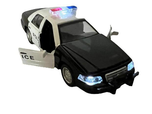 Voiture de police moul&eacute;e sous pression - Voiture de police jouet - traction arri&egrave;re - 13,5 cm