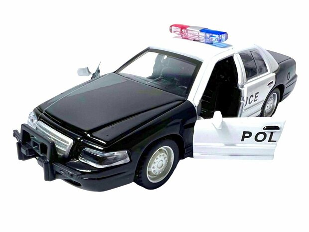 Voiture de police moul&eacute;e sous pression - Voiture de police jouet - traction arri&egrave;re - 13,5 cm