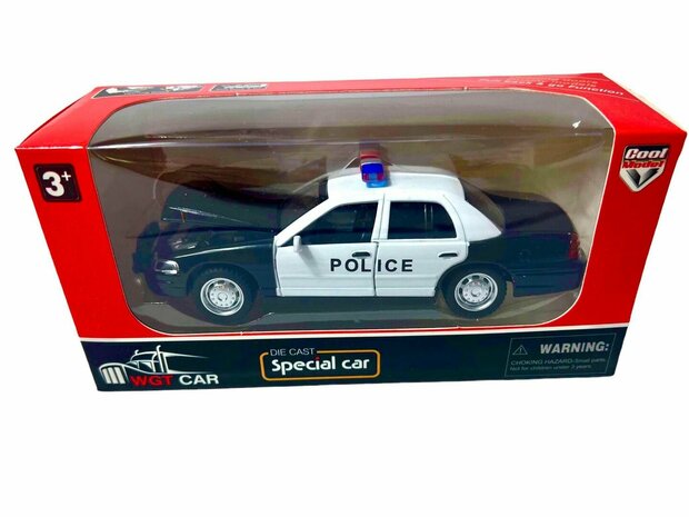 Voiture de police moul&eacute;e sous pression - Voiture de police jouet - traction arri&egrave;re - 13,5 cm